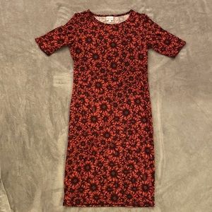 LulaRoe Julia Dark Pink Floral Dress - M